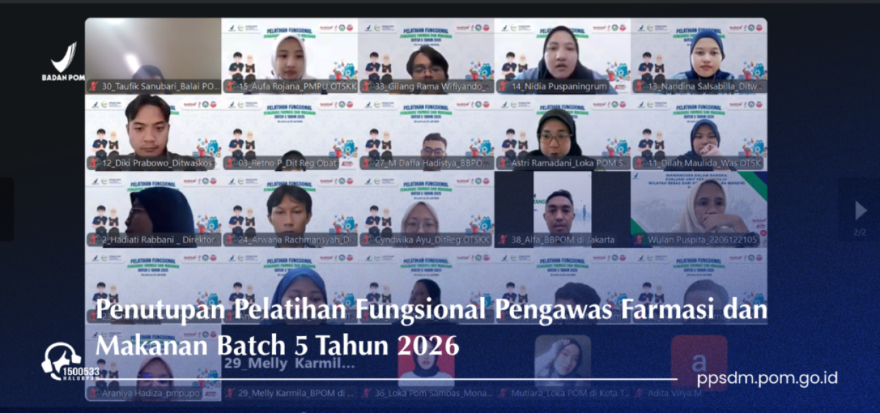 Penutupan Pelatihan Fungsional Pengawas Farmasi dan Makanan Batch 5 Tahun 2026