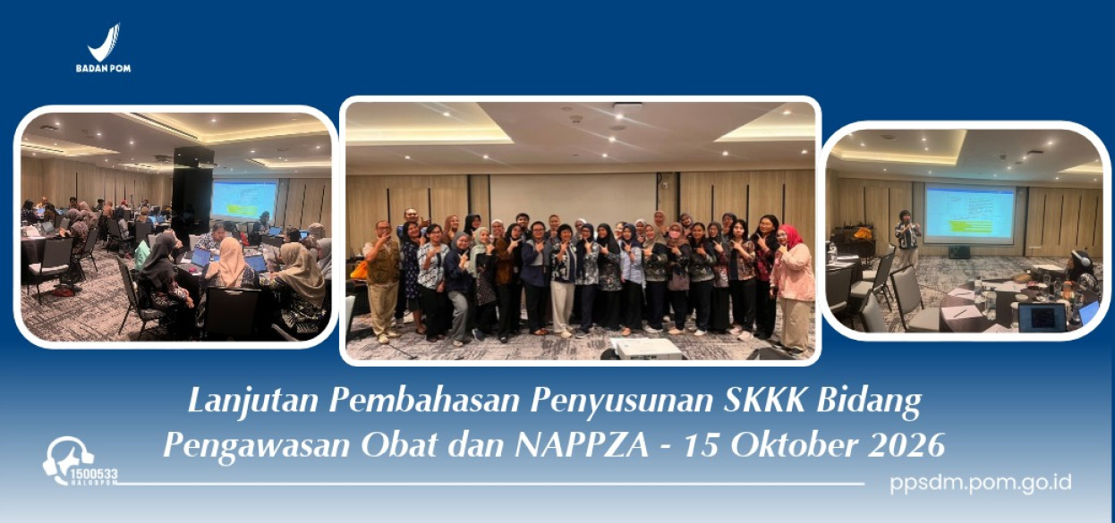 Menuju Standardisasi Kompetensi yang Unggul, PPSDM POM Sempurnakan Rancangan SKKK Obat dan NAPPZA