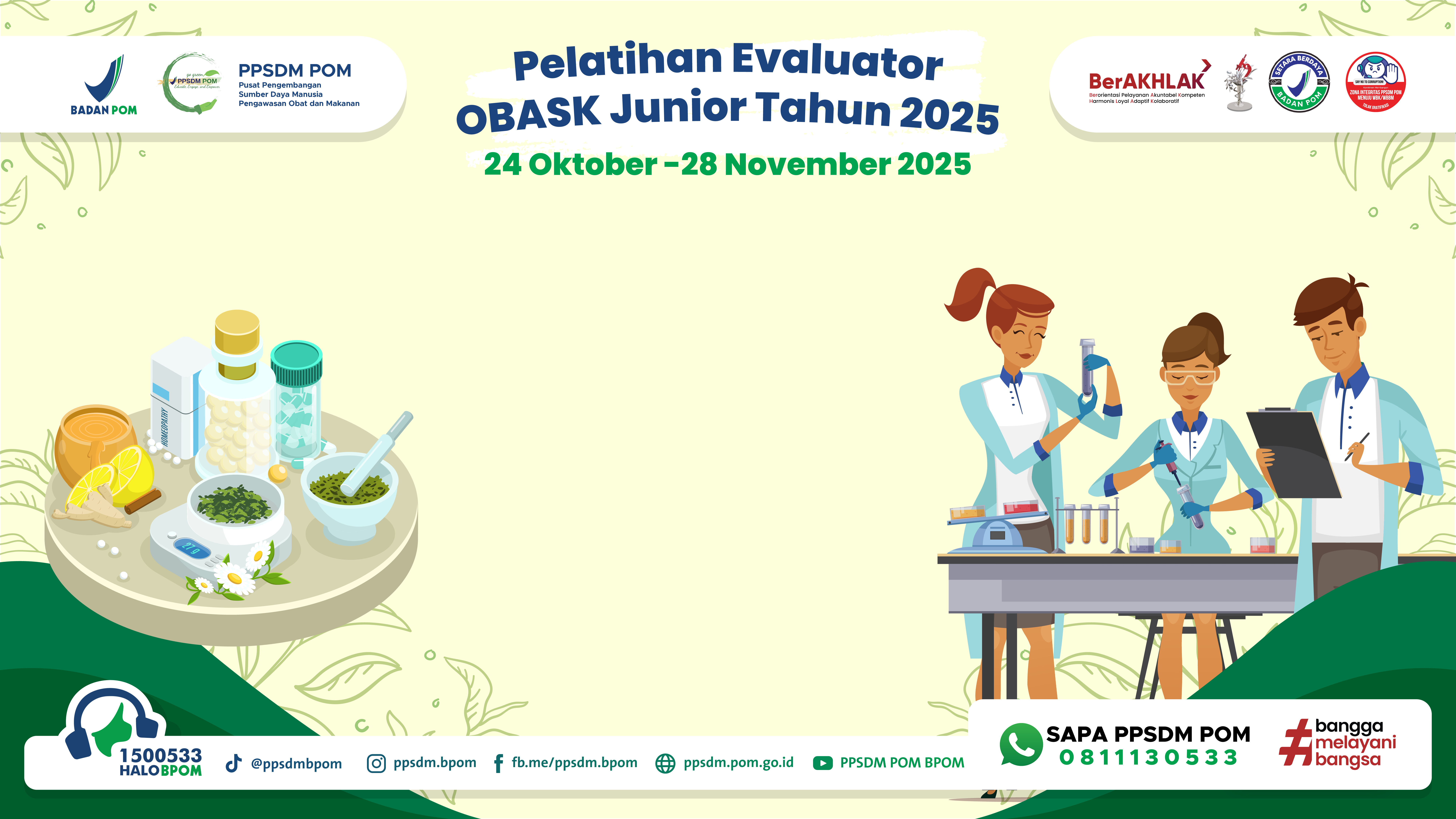 Pelatihan Evaluator Obat Bahan Alam, Obat Kuasi, dan Suplemen Kesehatan Junior Tahun 2025
